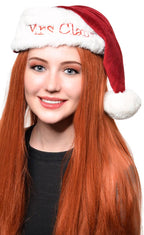 Mrs Claus Maroon Velvet and White Faux Fur Christmas Santa Hat Main Image