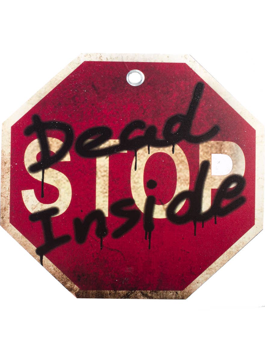 Red Stop Sign with Dead Inside Halloween Decoration