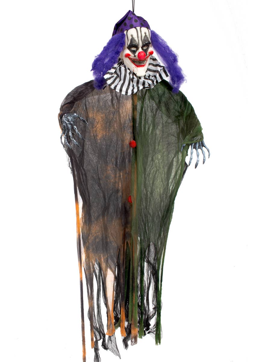 Hanging Green, Purple and Orange Light Up Clown Prop