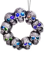 Skull Halloween Wreath with Lights