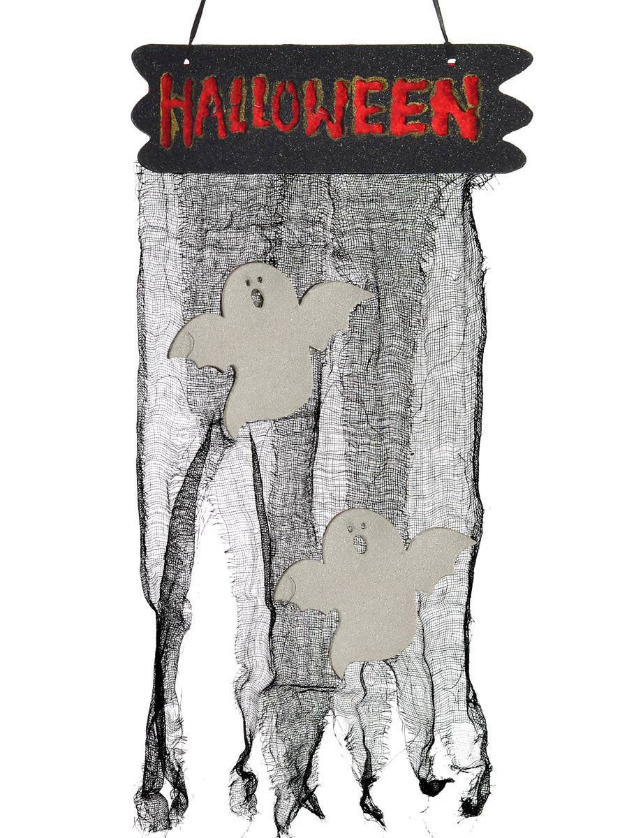 Halloween Hanging Sign with Small White Ghosts