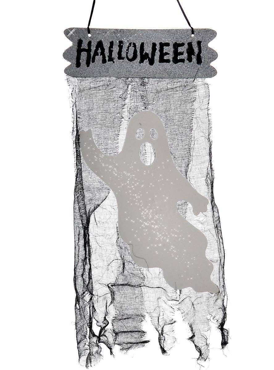 Halloween Hanging Sign with Large White Ghost