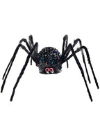Fake Black Spider Halloween Prop with Blue and Purple Sequins - Main Image