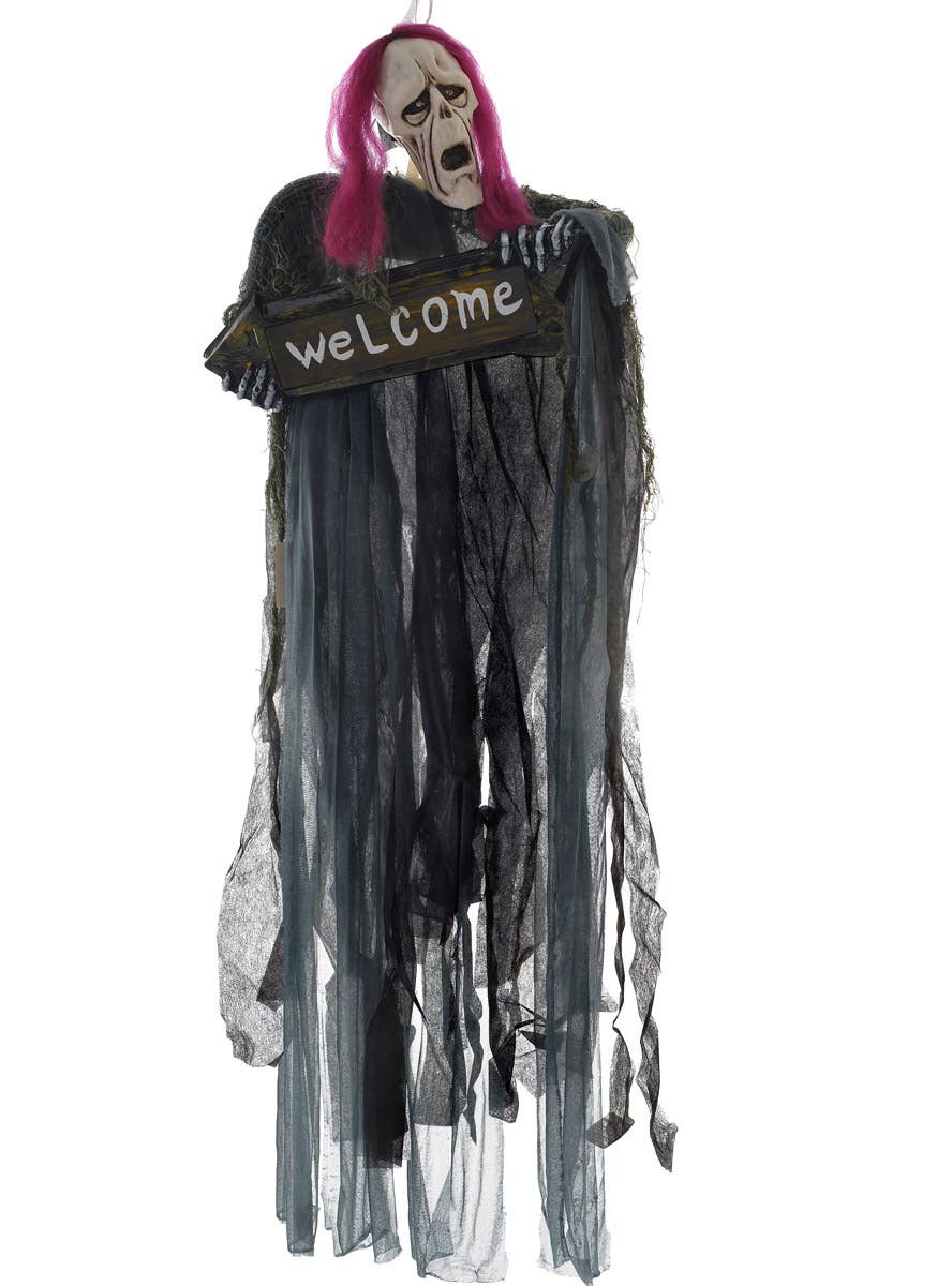 Spooky Corpse Light Up Hanging Decoration with Welcome Sign - Alternate Image 2