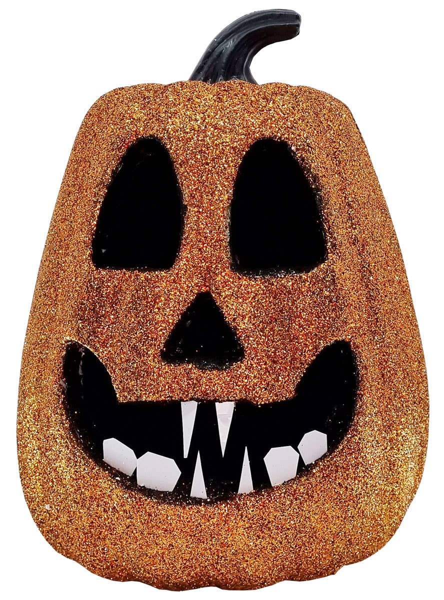 Orange Glitter Light Up Jack O Lantern Halloween Prop - Alternate Image