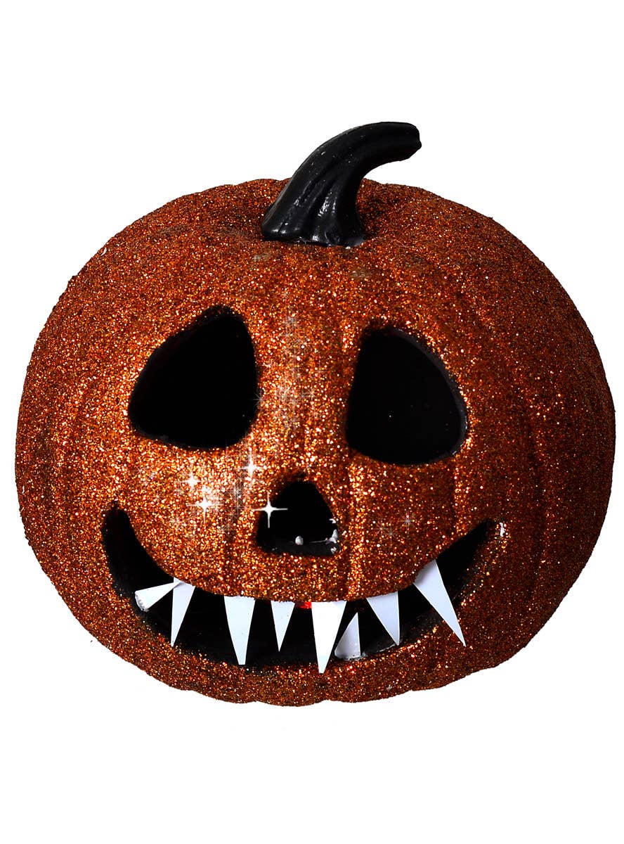 Orange Glitter Light Up Jack O Lantern Decoration - Alternative Image