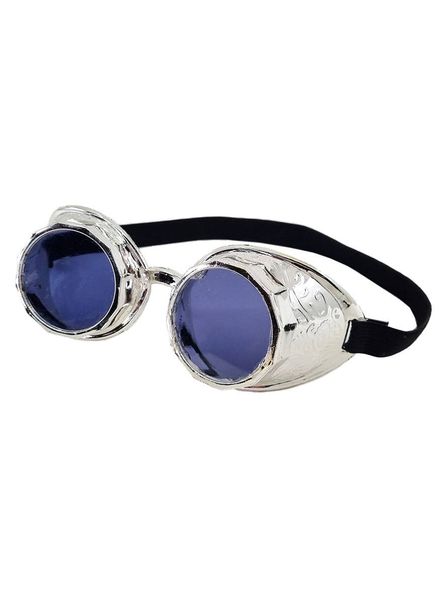 Silver Plastic Steampunk Costume Goggles - Main View