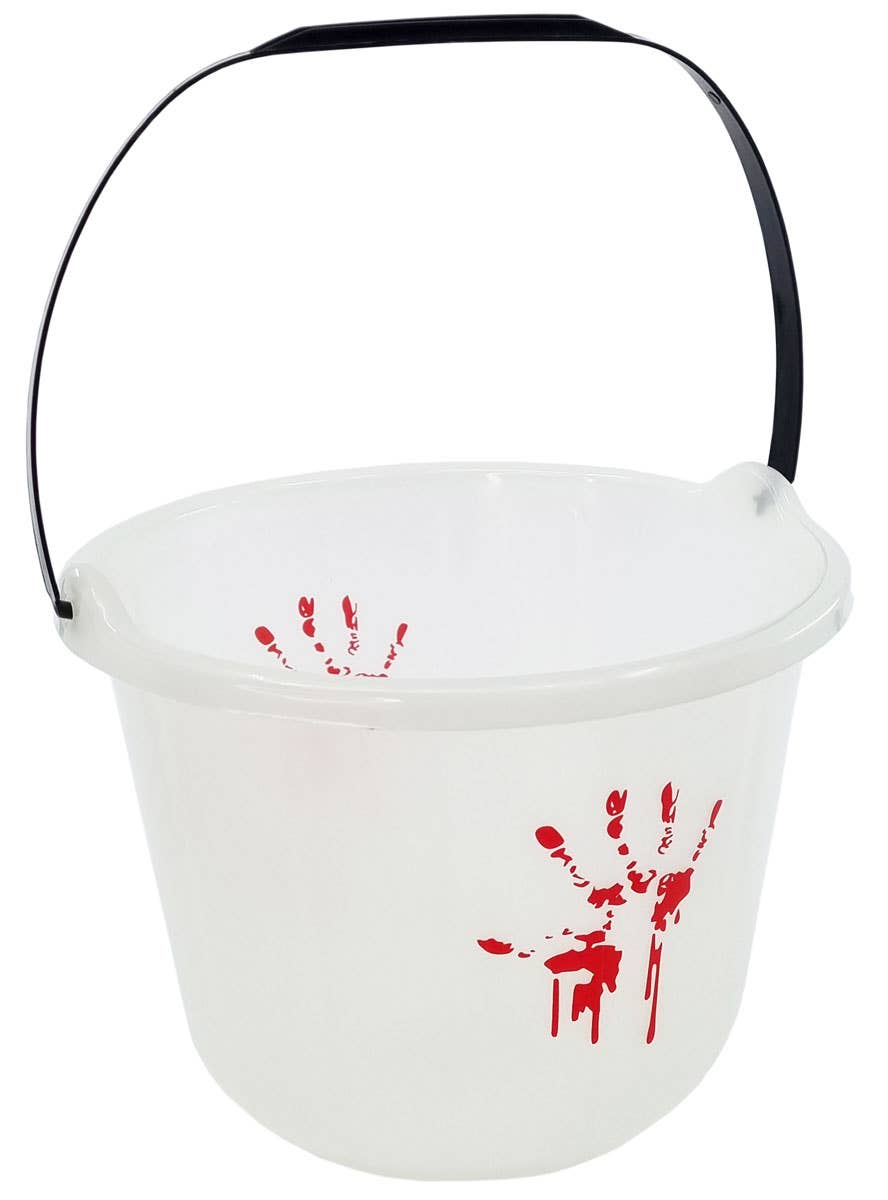 Glow in the Dark Trick or Treat Bucket with Bloody Hand Print - Main Image