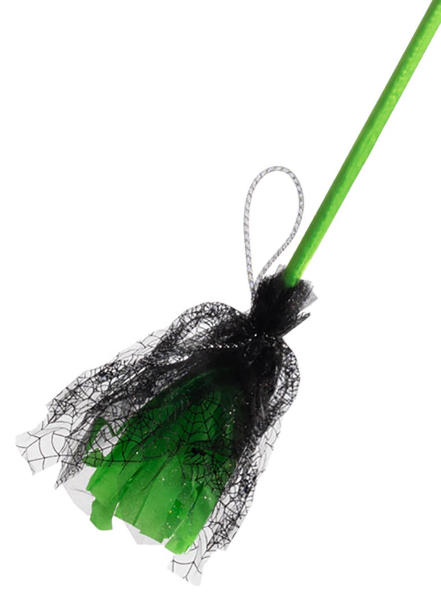 Spider Web Mesh Green and Black Broom Stick Zoom Image