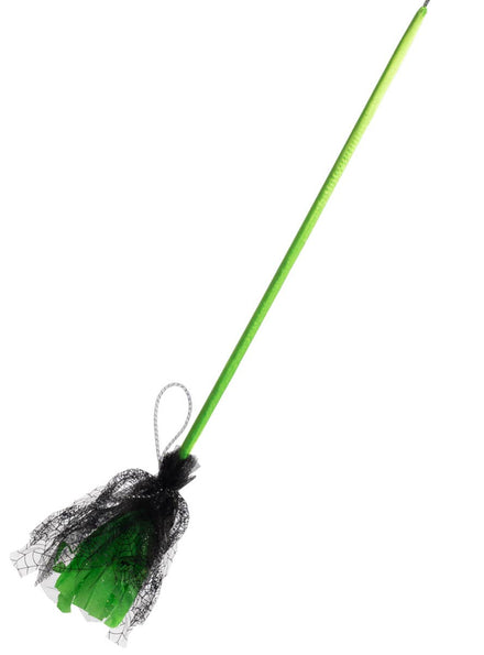 Spider Web Mesh Green and Black Broom Stick - Main Image