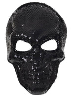 Silver and Black Reversible Sequin Skeleton Costume Mask - Main Image