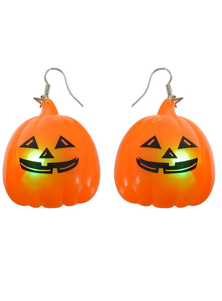 Orange Light Up Pumpkin Costume Earrings