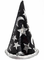 Black and Silver Sequin Wizard Hat