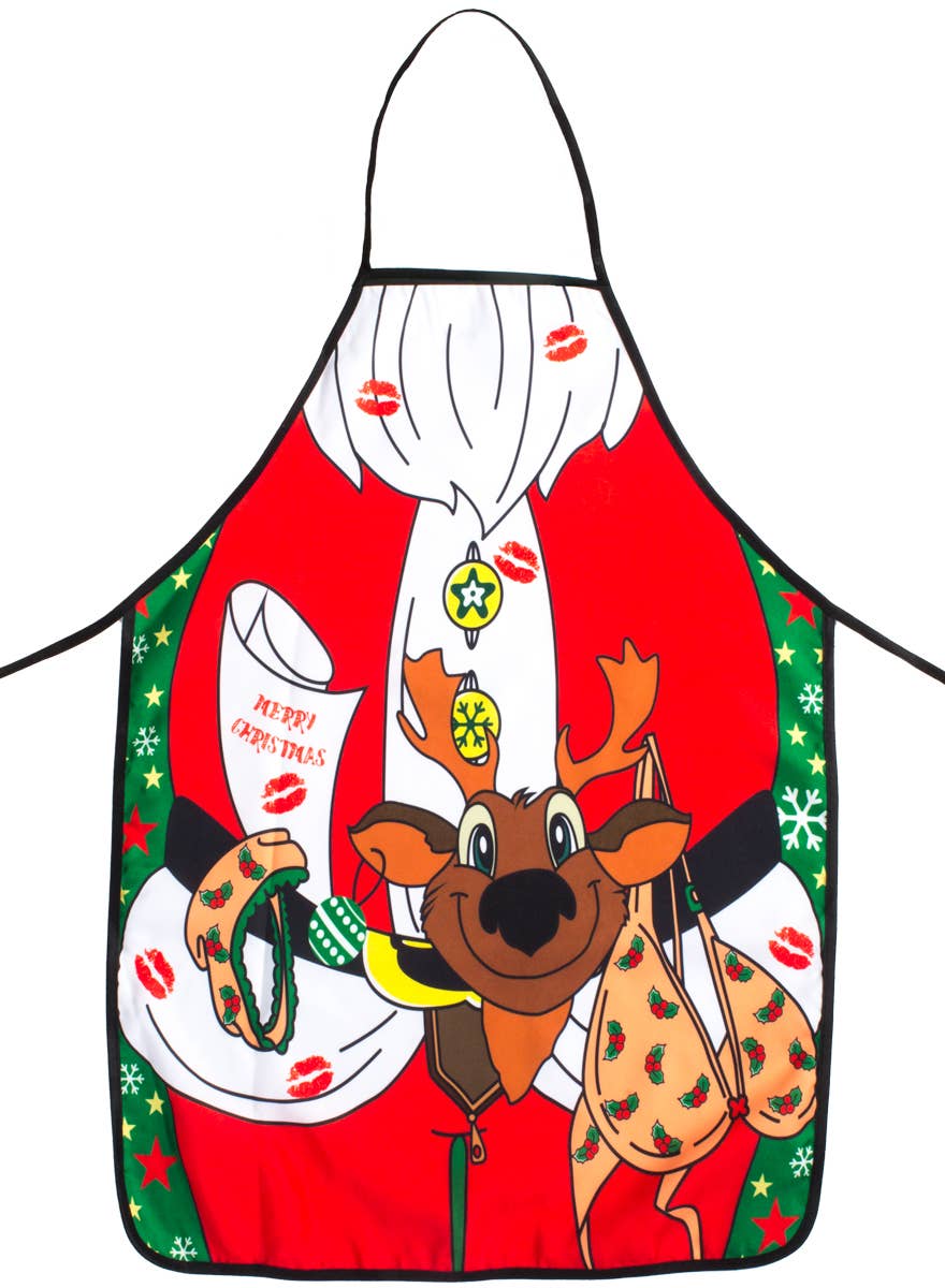 Naughty Santa Claus with Reindeer Novelty Christmas Costume Apron