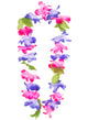 Hawaiian Purple and Pink Lei with Green Leaves