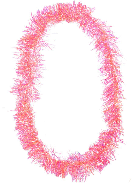 Iridescent Coral Pink Tinsel Strand Lei Accessory