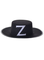 Black Zorro Costume Hat with Neck Cord