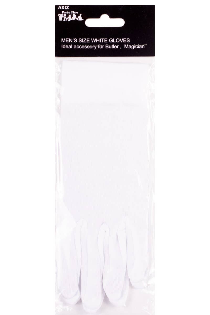 Plain White Mens Novelty Magician Gloves - Second Image