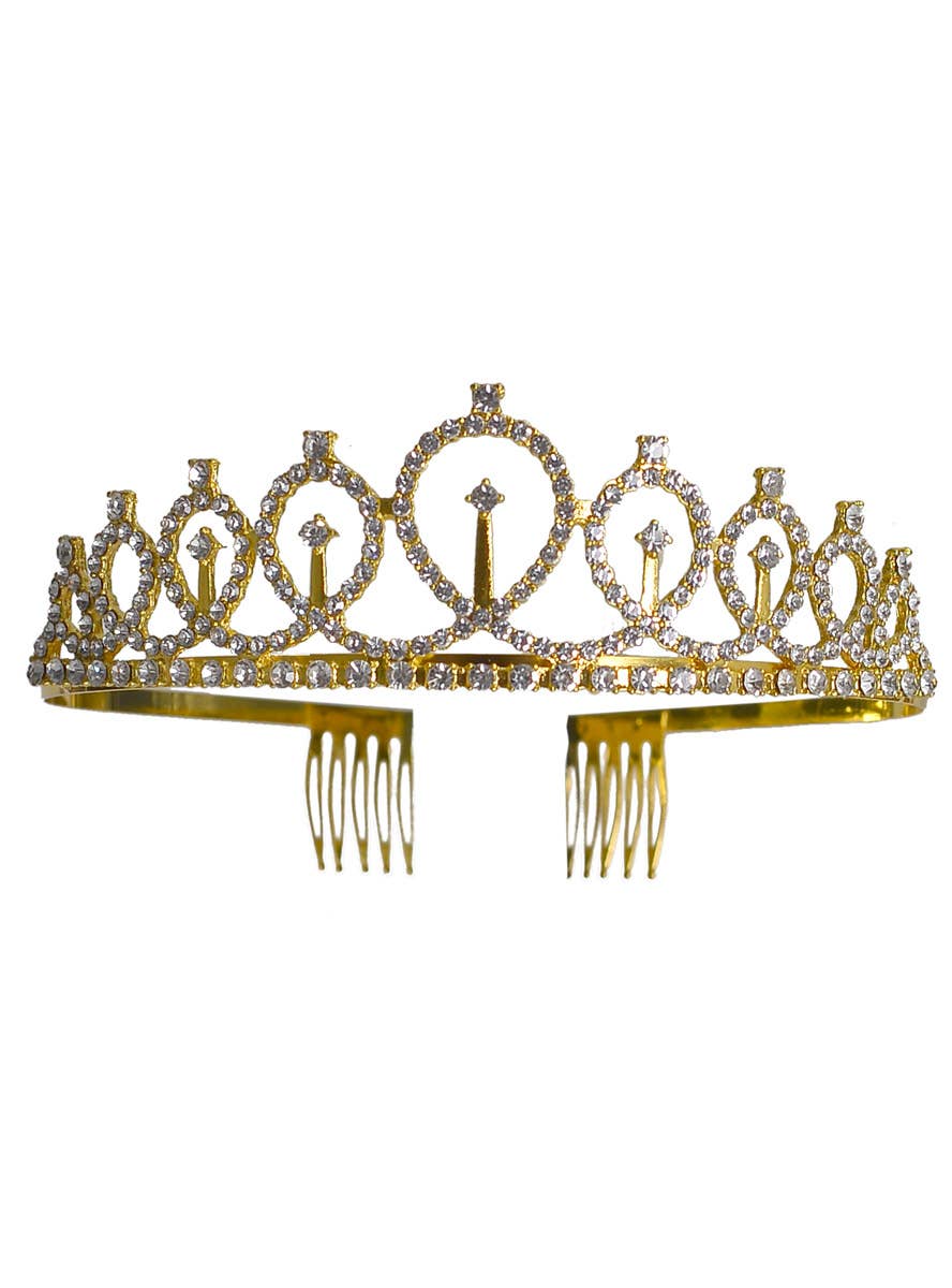 Gold Metal Princess Costume Tiara with Rhinestones