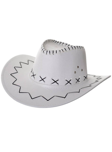 Adults White Cowboy Suede Costume Hat