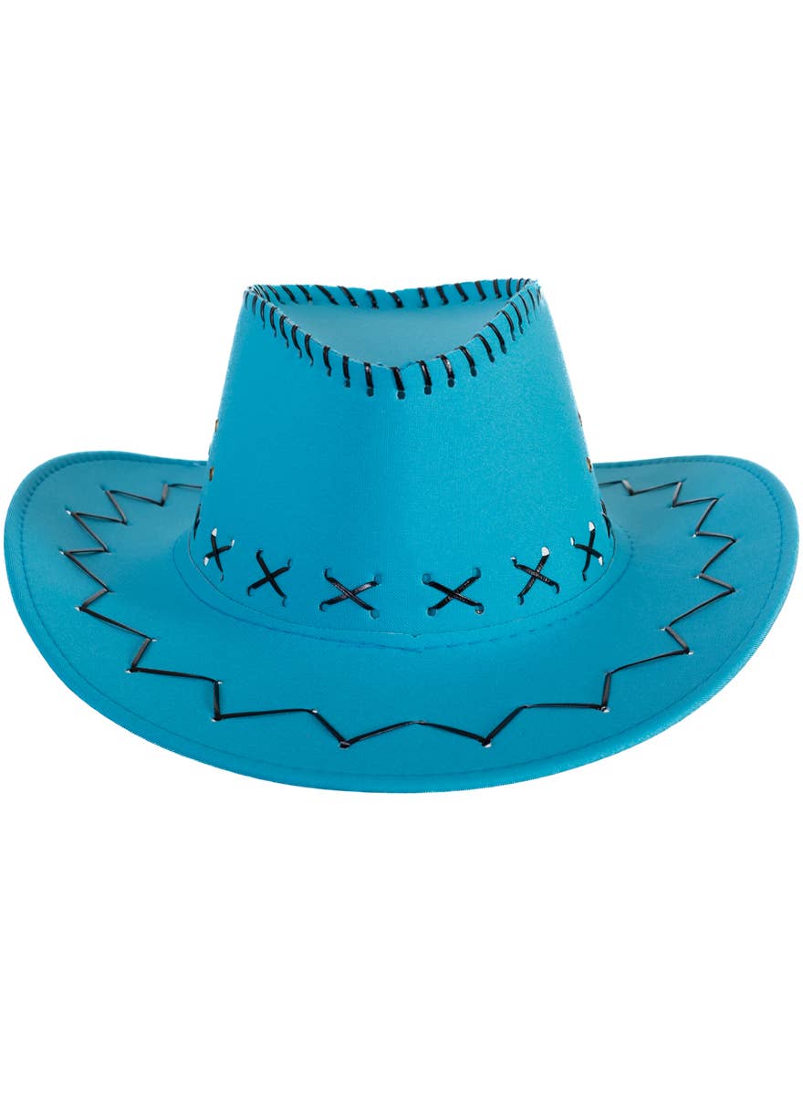 Adults Bright Blue Neoprene Cowboy Costume Hat - Alternate Image