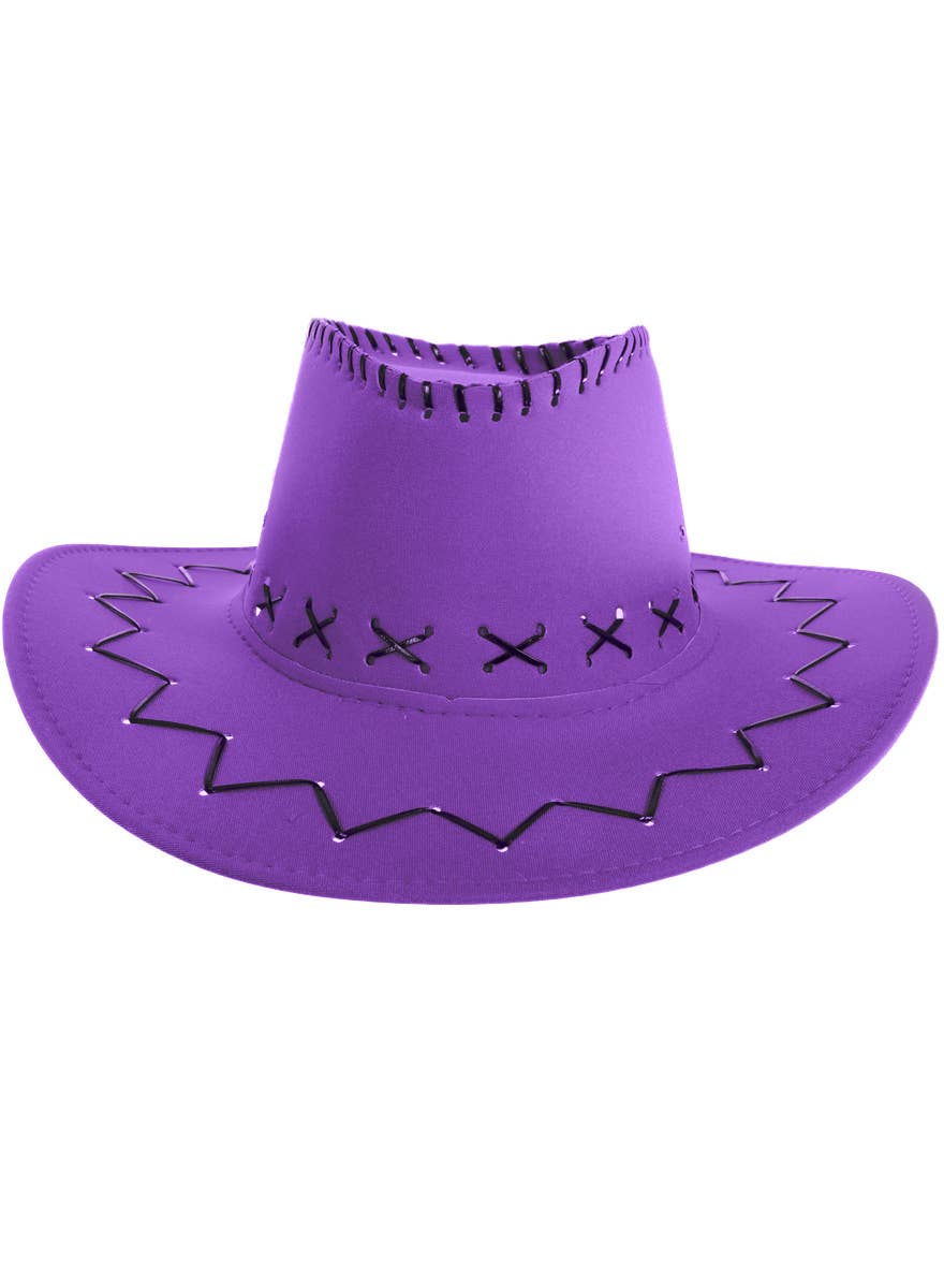 Adults Bright Purple Neoprene Cowboy Costume Hat - Front Image