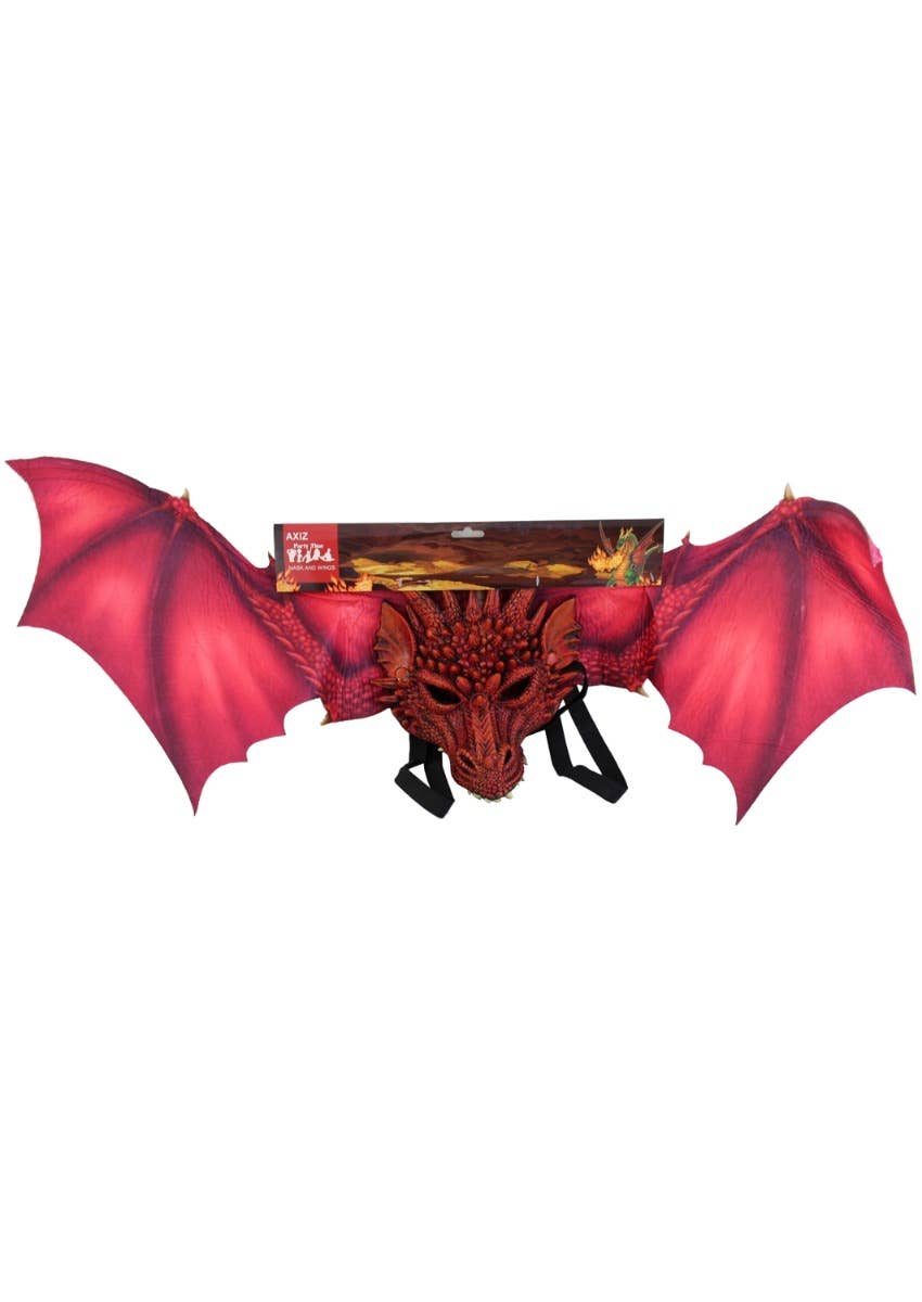 Red Dragon Kid's Halloween Foam Mask And Fabric Wings Costume Accessory Kit Alternative Image
