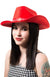 Merry Christmas Bright Red Festive Velveteen Cowboy Hat Costume Accessory Main Image