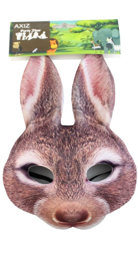 Brown Rabbit Kids Bunny Face Mask Costume Accessory Main Image