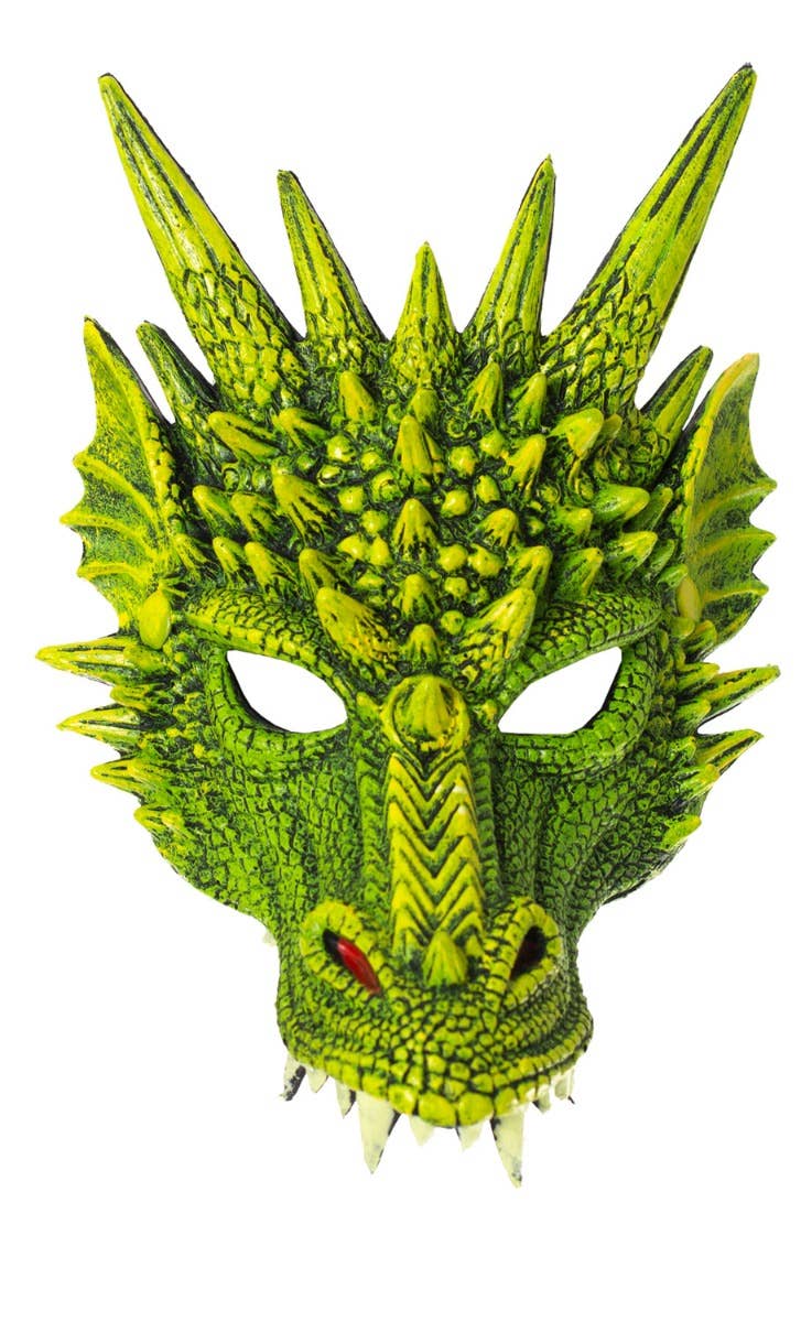 Green Dragon Kid's Halloween Foam Mask And Fabric Wings Costume Accessory Kit Close Up Mask Image