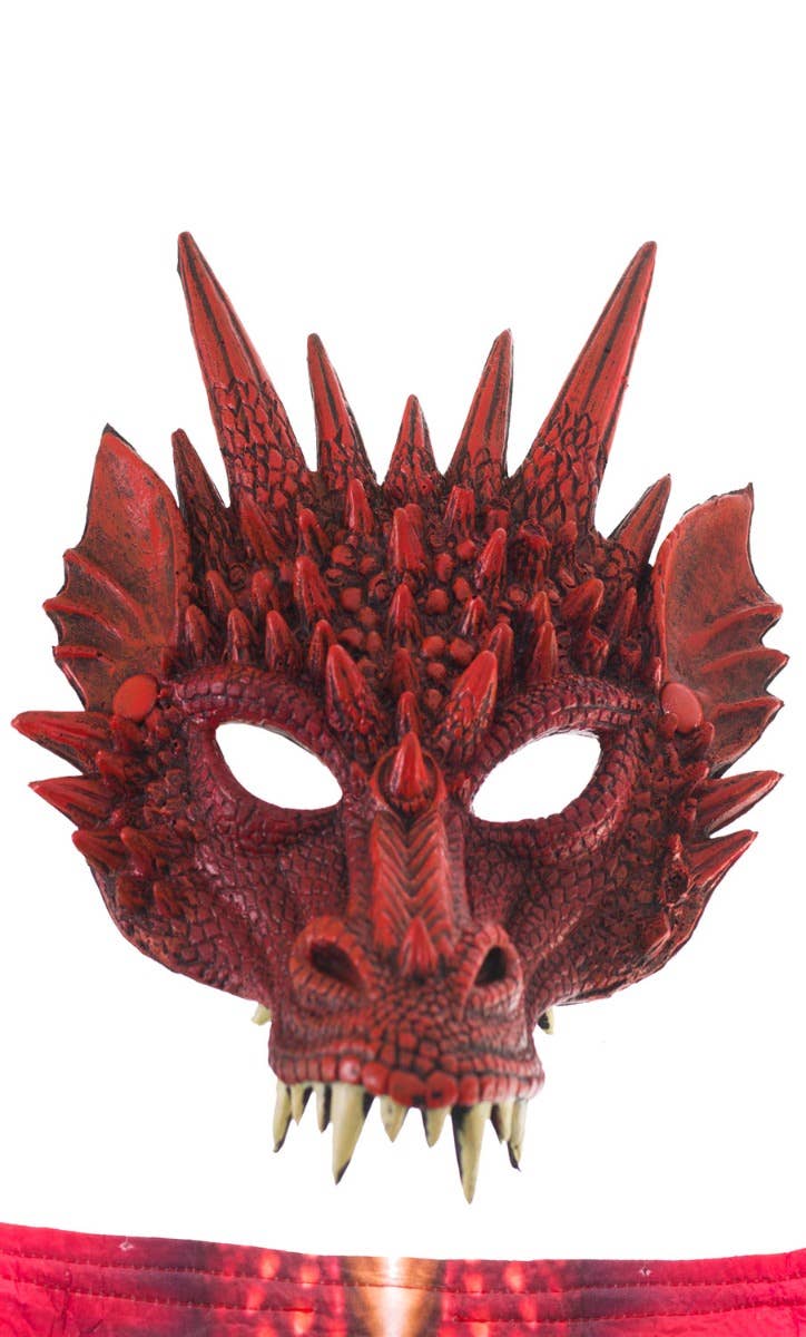 Red Dragon Kid's Halloween Foam Mask And Fabric Wings Costume Accessory Kit Close Up Mask Image