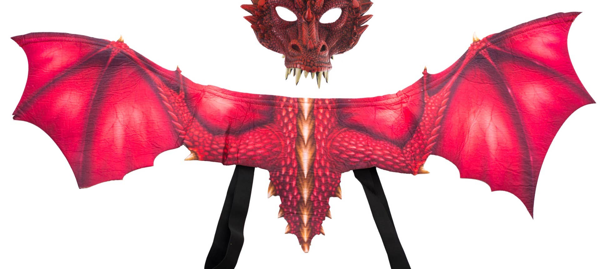 Red Dragon Kid's Halloween Foam Mask And Fabric Wings Costume Accessory Kit Close Up Wings Image