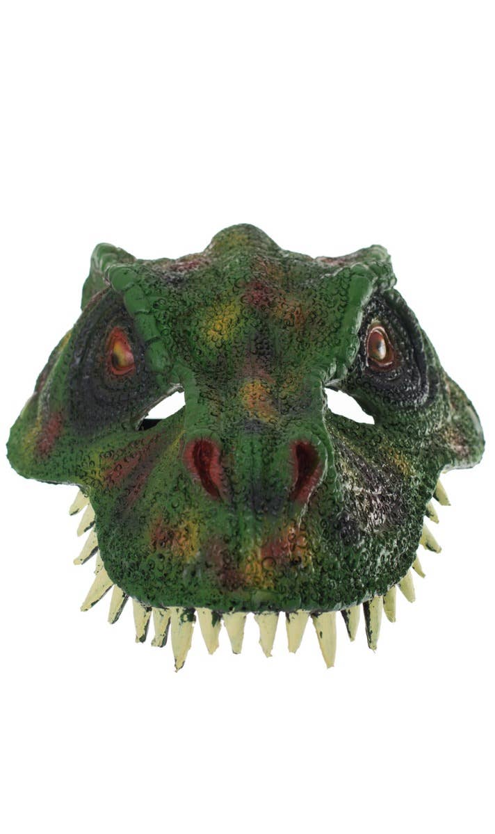Green T-Rex Foam Latex Dinosaur Costume Mask Front Image
