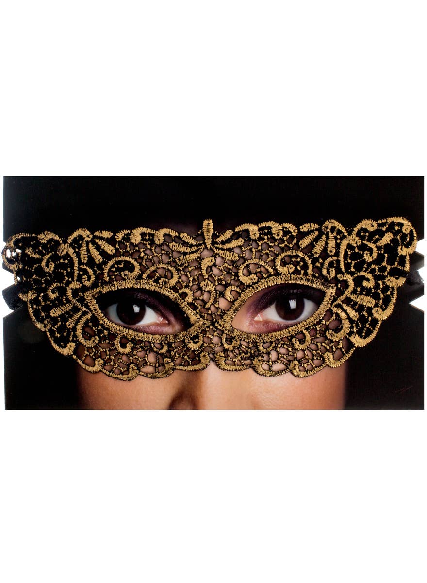 Gold Lace Masquerade Mask for Women