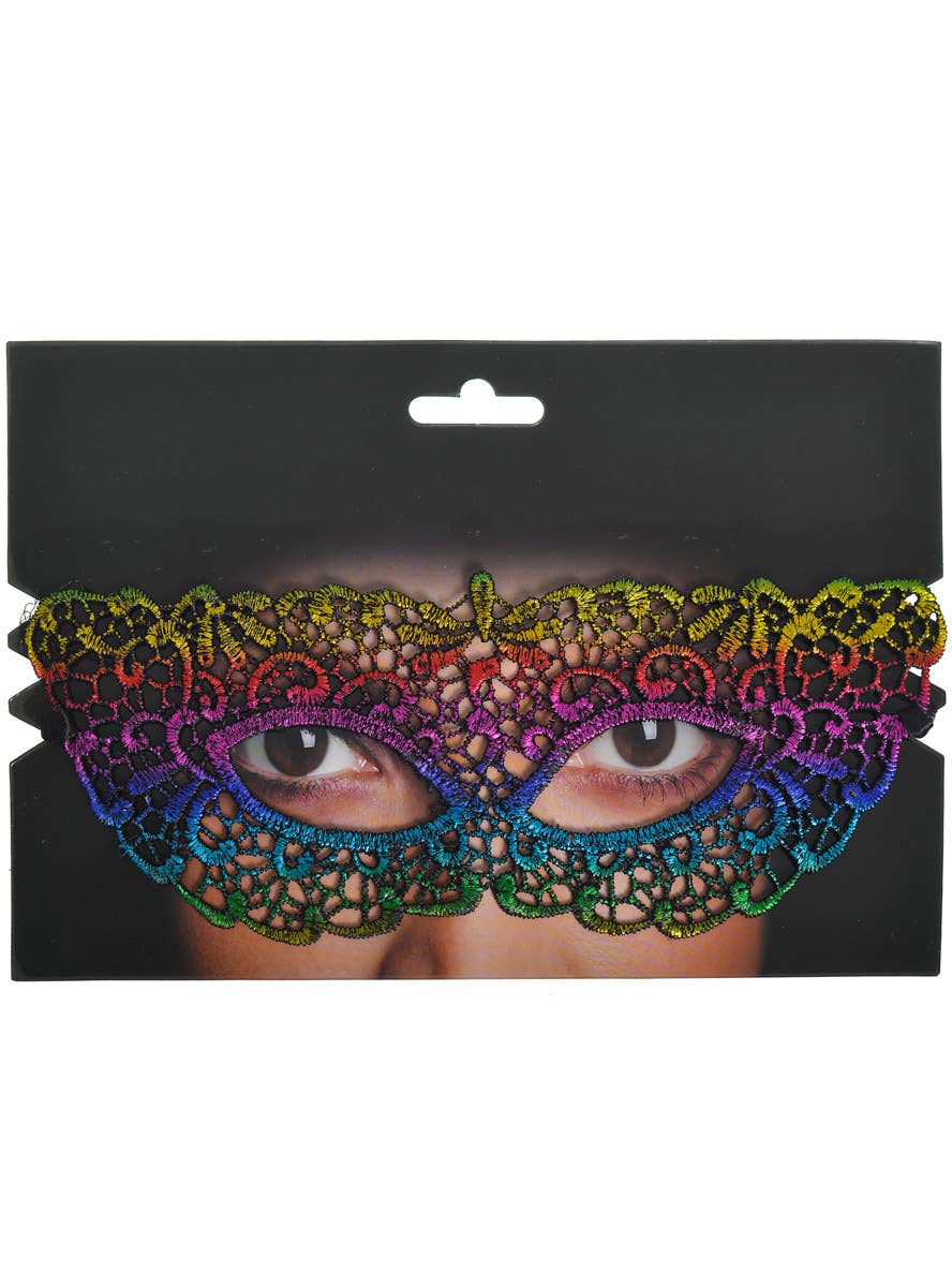 Rainbow Lace Womens Masquerade Mask