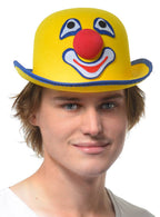 Yellow Clown Face Adult's Novelty Bowler Costume Hat