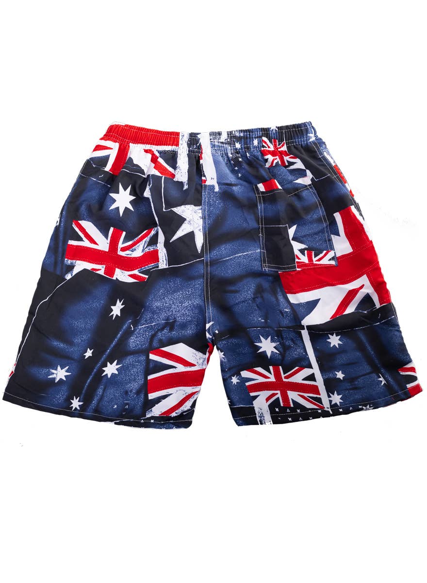 Mens Australia Day Board Shorts with Aussie Flag Print- Back Image