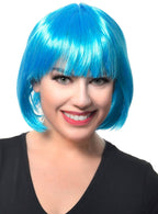 Image of Short Women's Light Blue Bob Costume Wig with Fringe