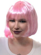 Image of Short Women's Light Pink Bob Costume Wig with Fringe