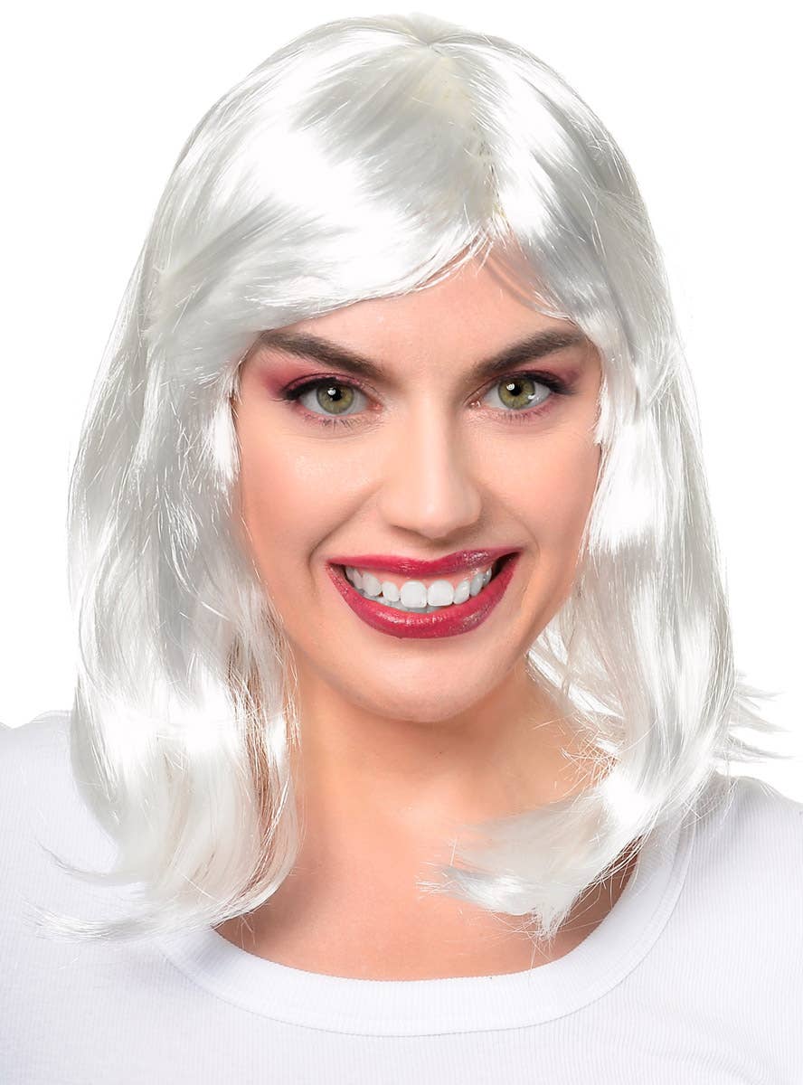 Womens Mid Length Bob Costume Wig with Side Fringe