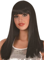 Womens Long Black Wig With Fringe