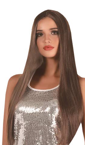 Image of Extra Long Womens Straight Brown Costume Wig