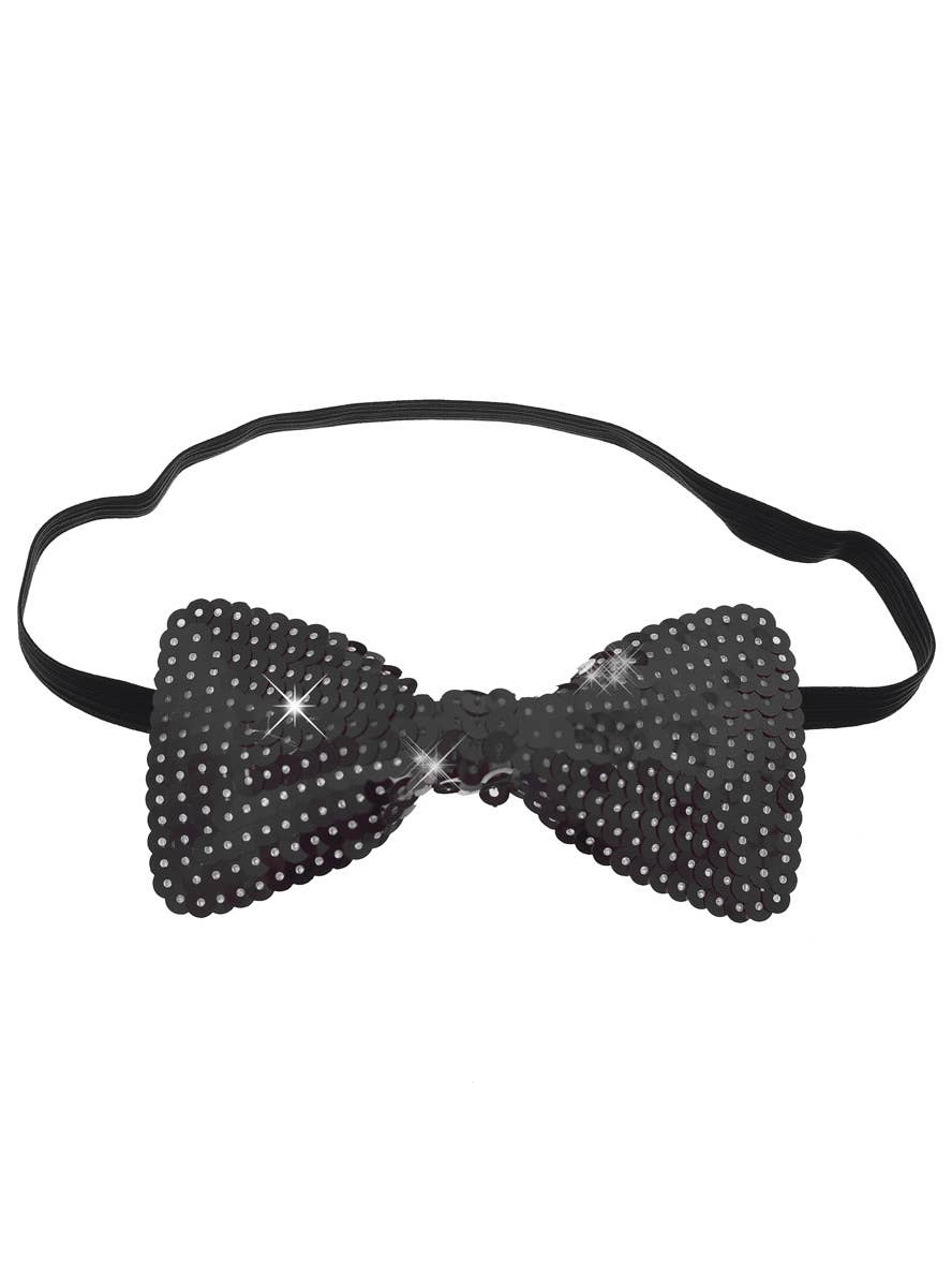 Image of Sequined Black Bow Tie Costume Accessory