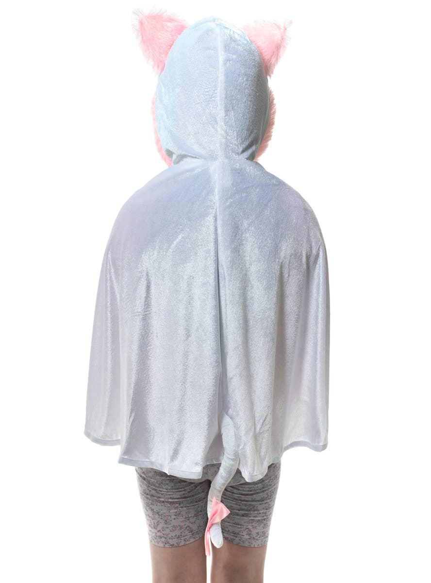 Image of Cute Cat Girls White Hooded Velvet Costume Cape - Back Image