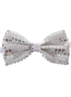 Image of Sequinned Silver Satin Bow Tie Costume Accessory