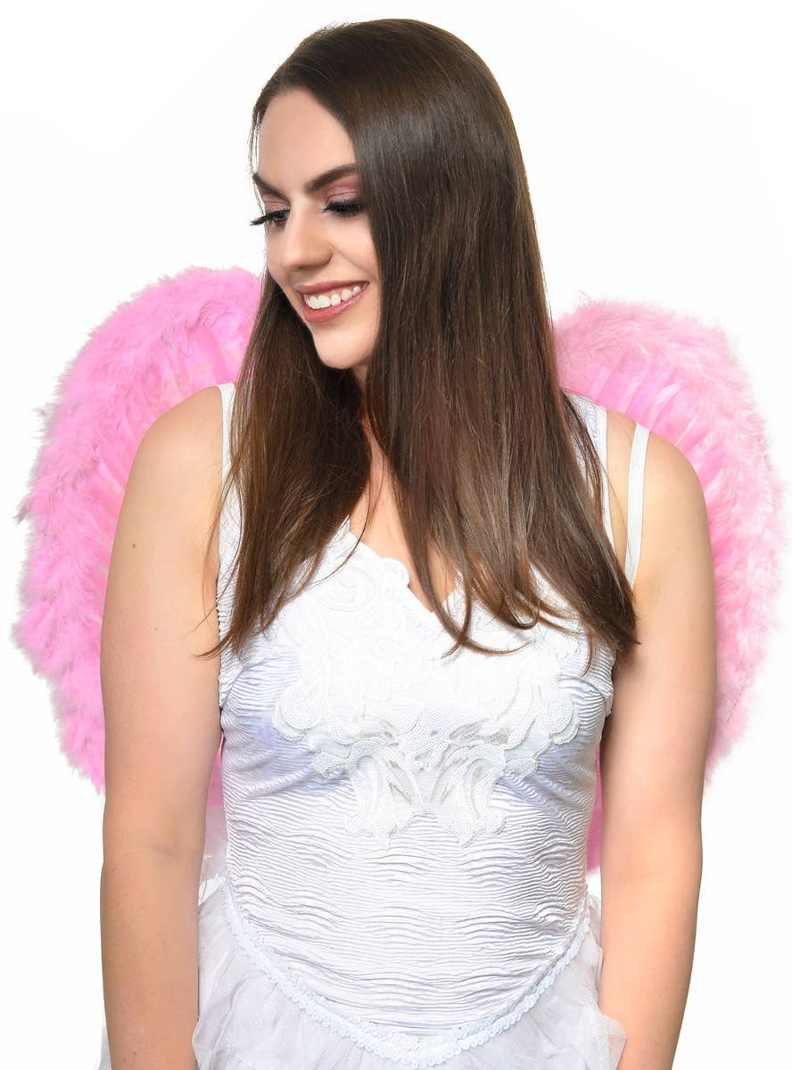 Light Pink Large Feather Angel Wings Front View