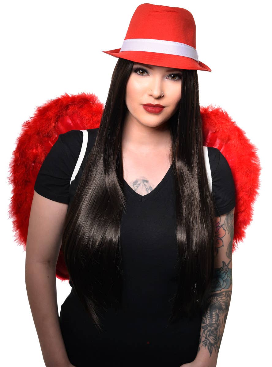 Large Red Feather Angel Wings Costume Accessory - Front Image