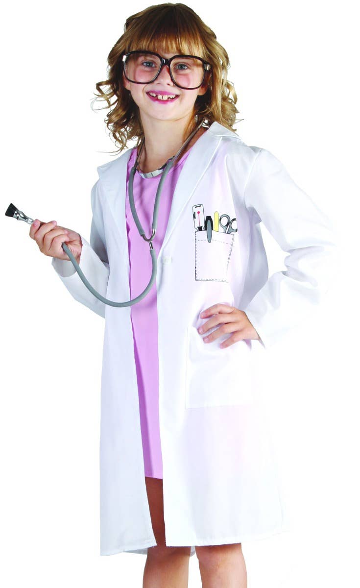 Girl's Doctor Lab Coat Fancy Dress Costume - Close Front