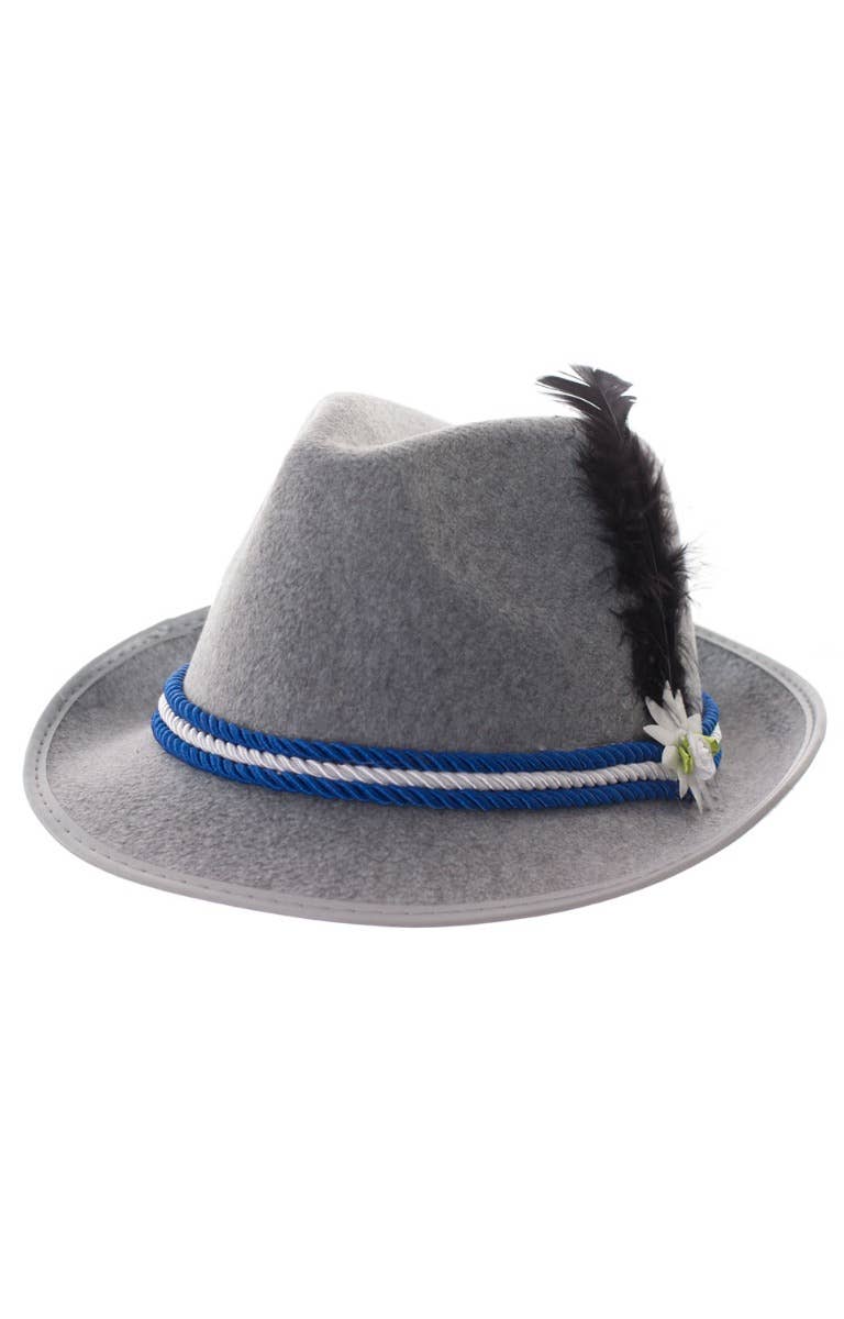 German blue and white Fedora Oktoberfest costume hat. Alternate Image