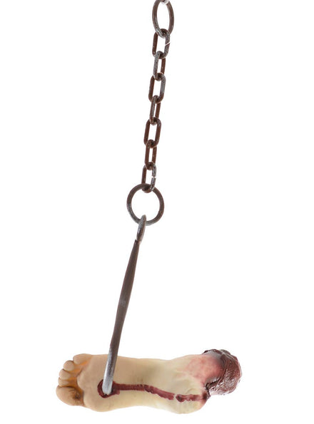 Severed Leg Foot On Hook Haunted House Halloween Decoration Main Image